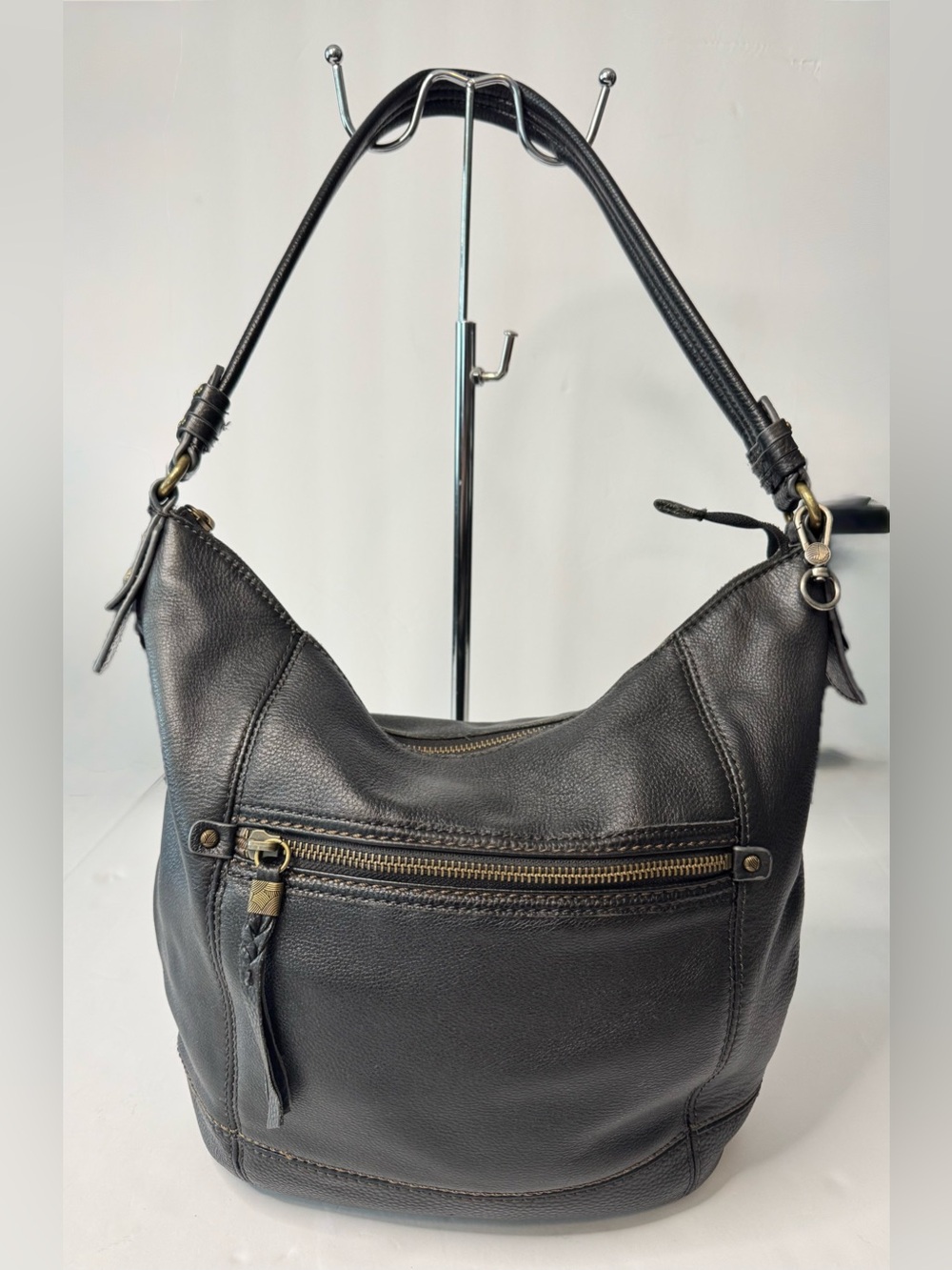The Sak Sequoia Hobo Shoulder Bag, Black Pebbled Leather - Picture 2 of 16